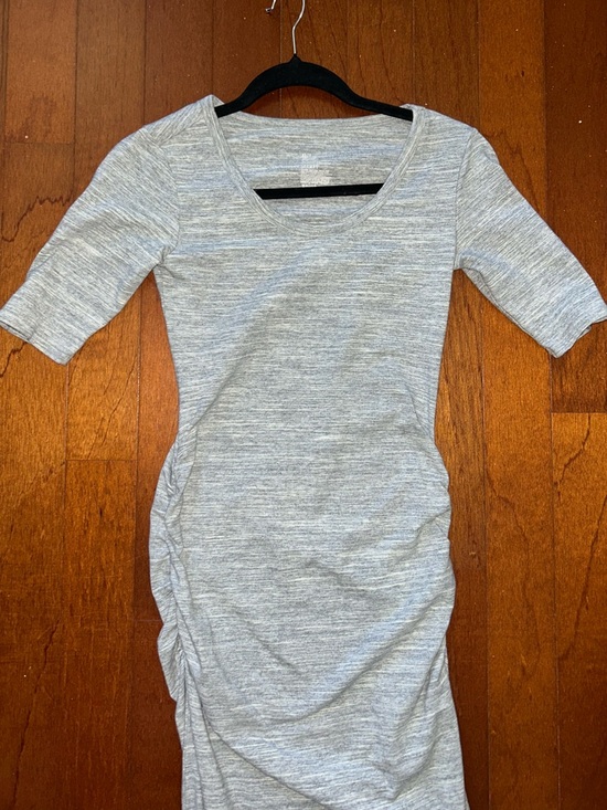 Victoria's Secret Maxi Shirt Dress Sz XS Heathered Gray Double Side Slit Ruched - Picture 4 of 8